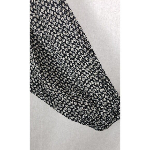 Old Navy Dress Womens 3X Black White Boho Floral Print Long Sleeve Tassel Pocket - Picture 4 of 8